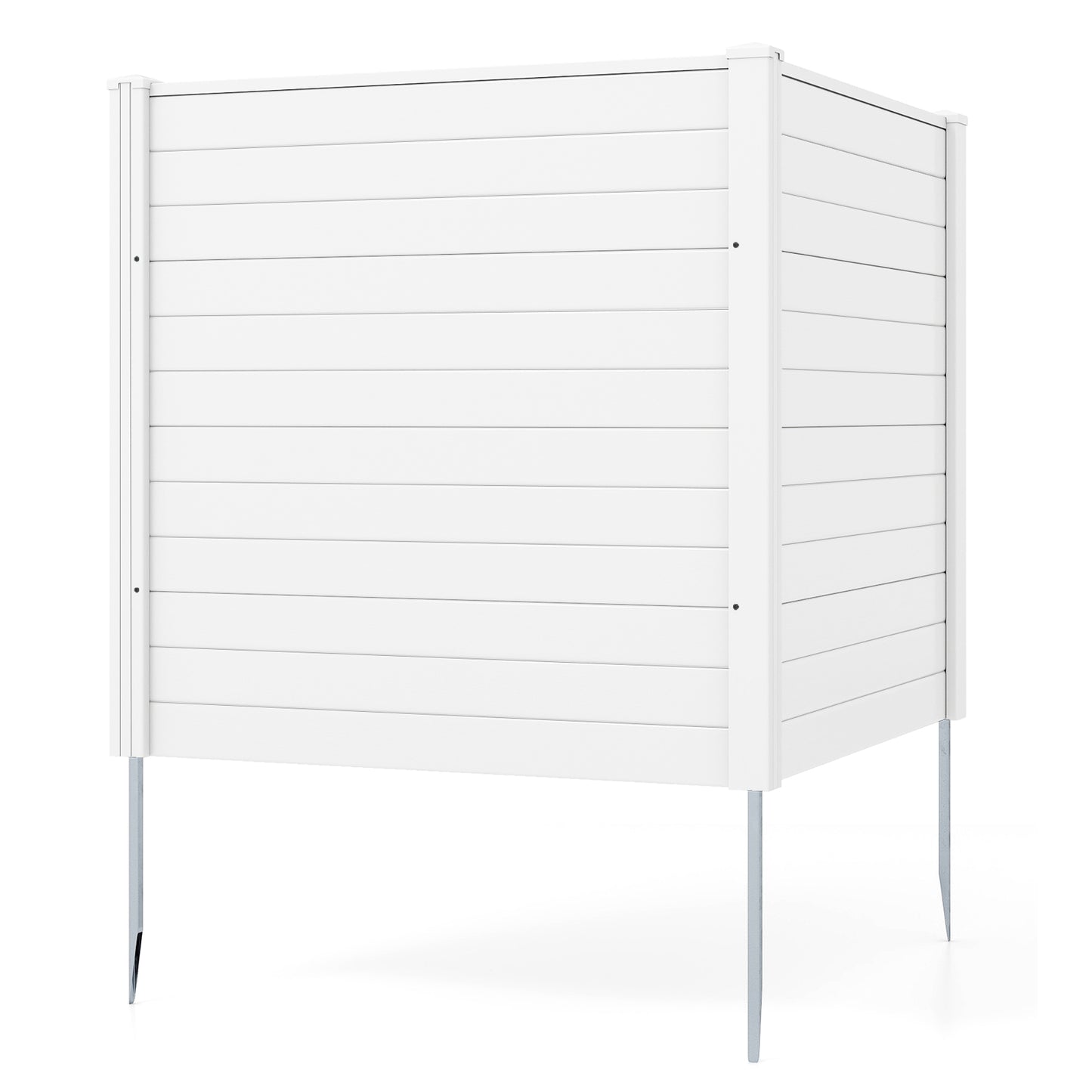 48 x 48 Inch Freestanding Air Conditioner Fence, Metal Ground Stakes, White Decorative Fencing & Flooring at Gallery Canada