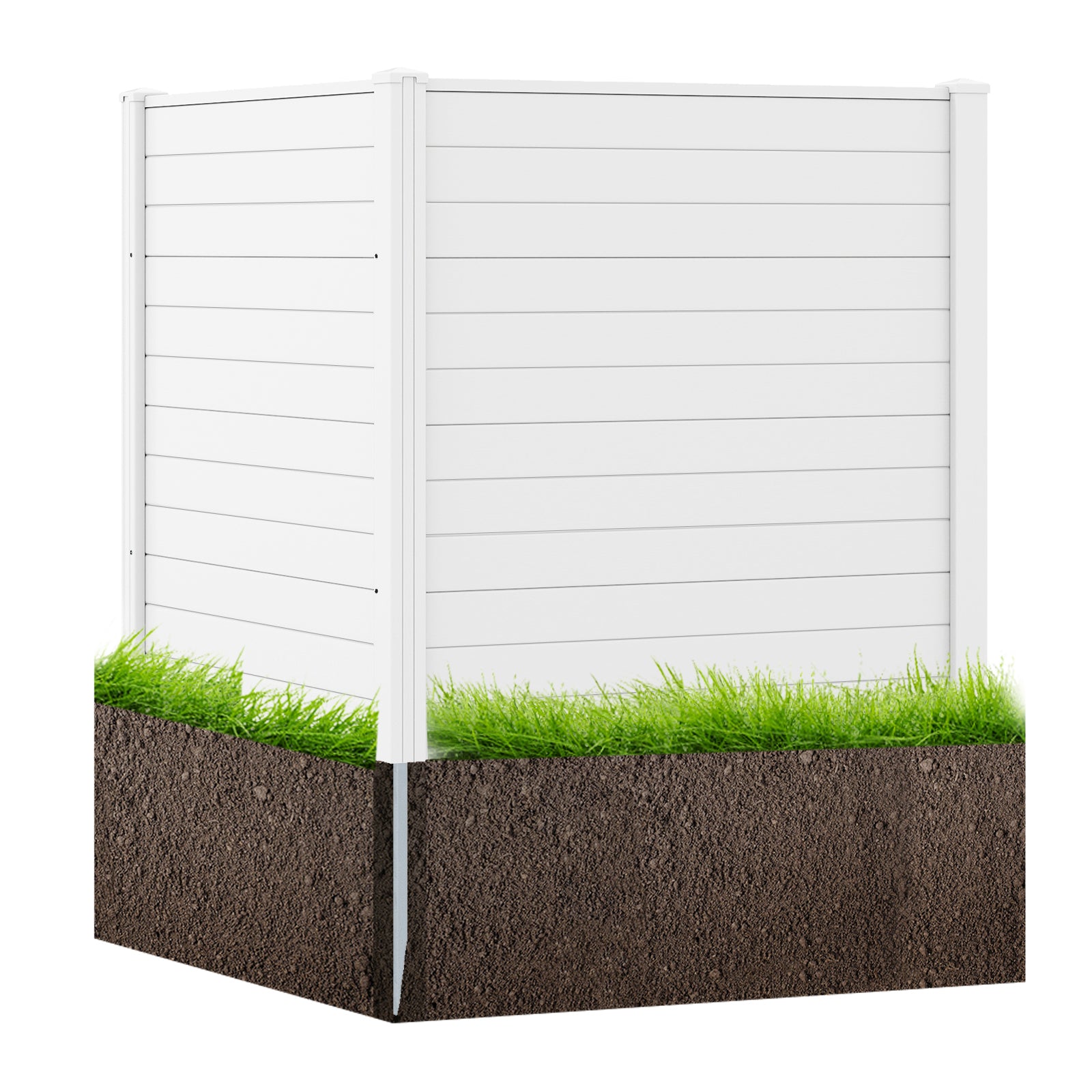 48 x 48 Inch Freestanding Air Conditioner Fence, Metal Ground Stakes, White Decorative Fencing & Flooring at Gallery Canada
