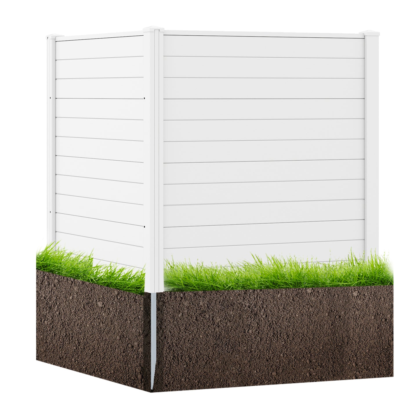 48 x 48 Inch Freestanding Air Conditioner Fence, Metal Ground Stakes, White Decorative Fencing & Flooring at Gallery Canada