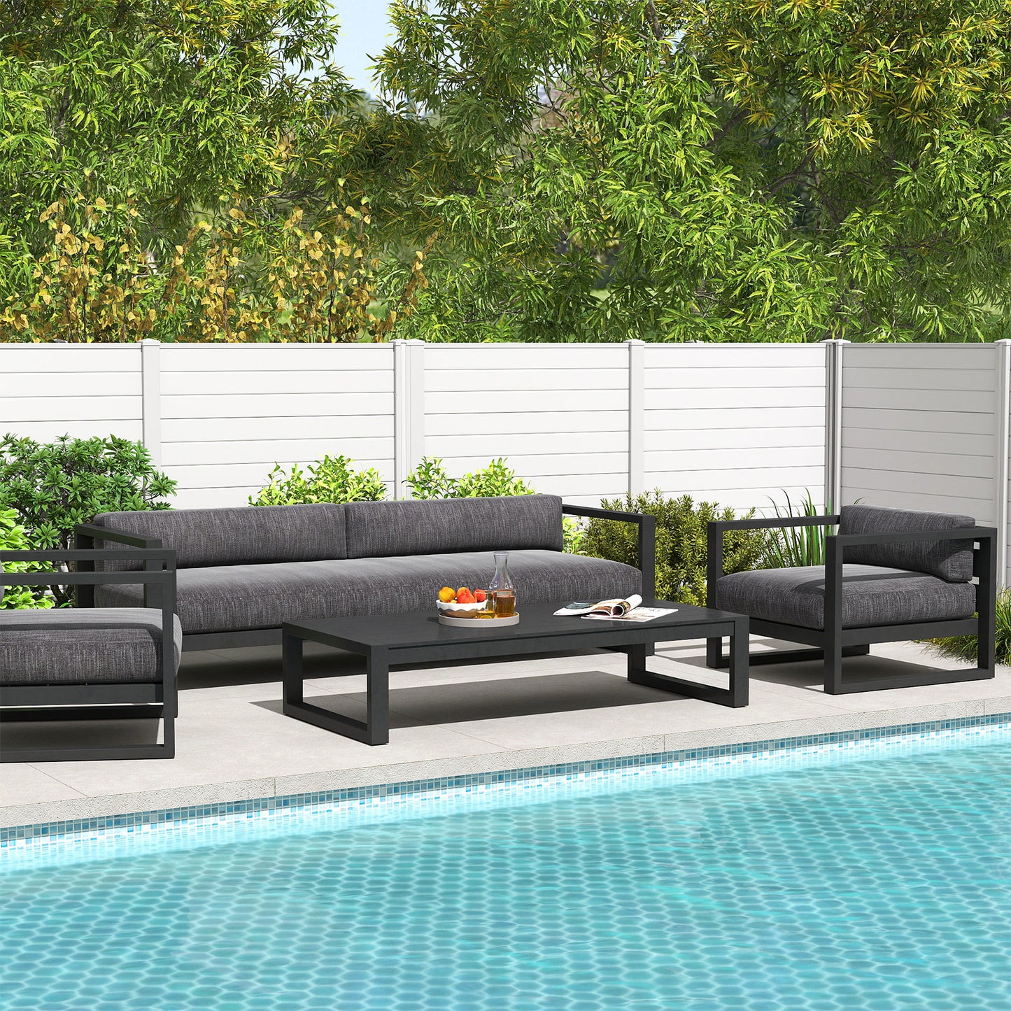 48 x 48 Inch Freestanding Air Conditioner Fence, Metal Ground Stakes, White Decorative Fencing & Flooring at Gallery Canada