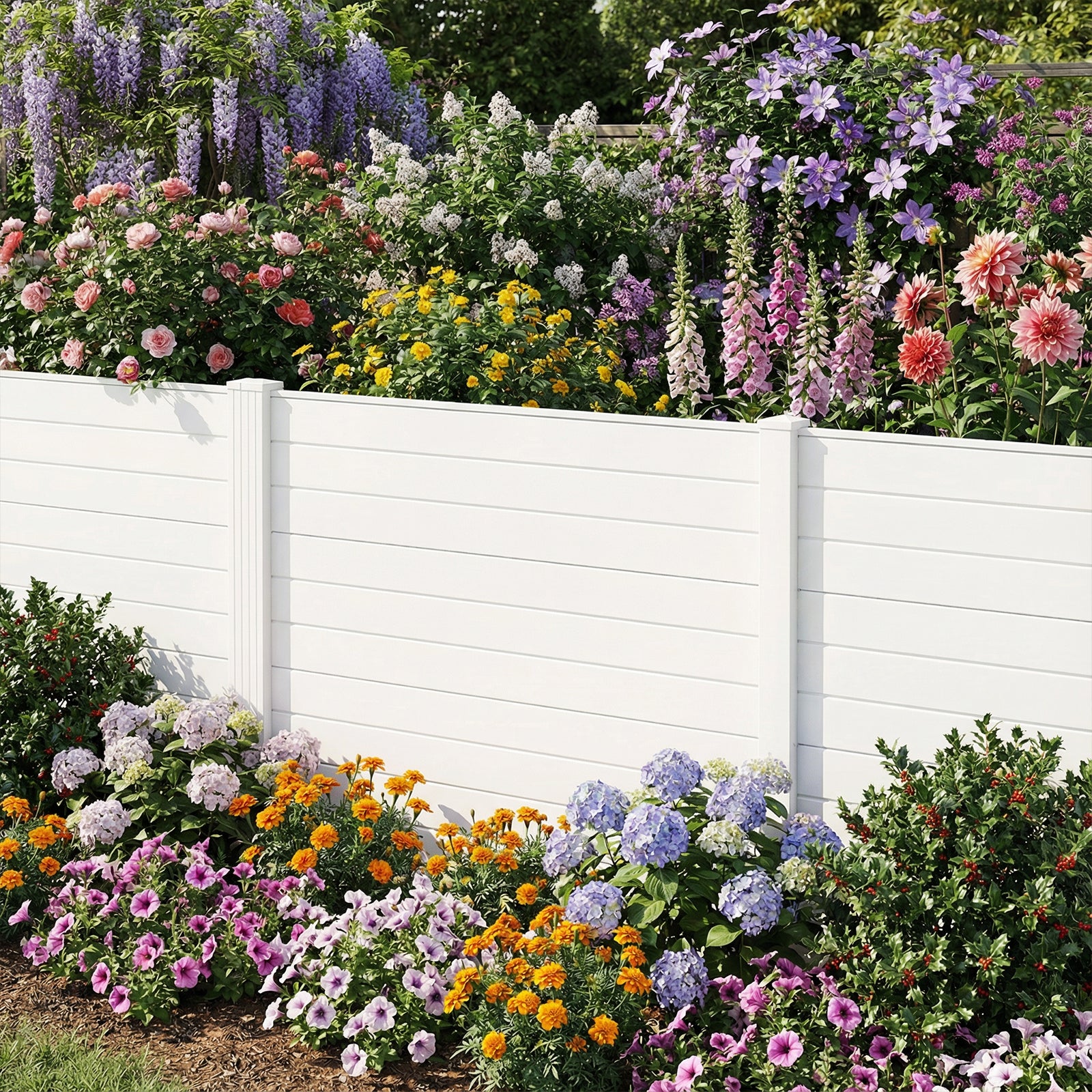 48 x 48 Inch Freestanding Air Conditioner Fence, Metal Ground Stakes, White Decorative Fencing & Flooring at Gallery Canada