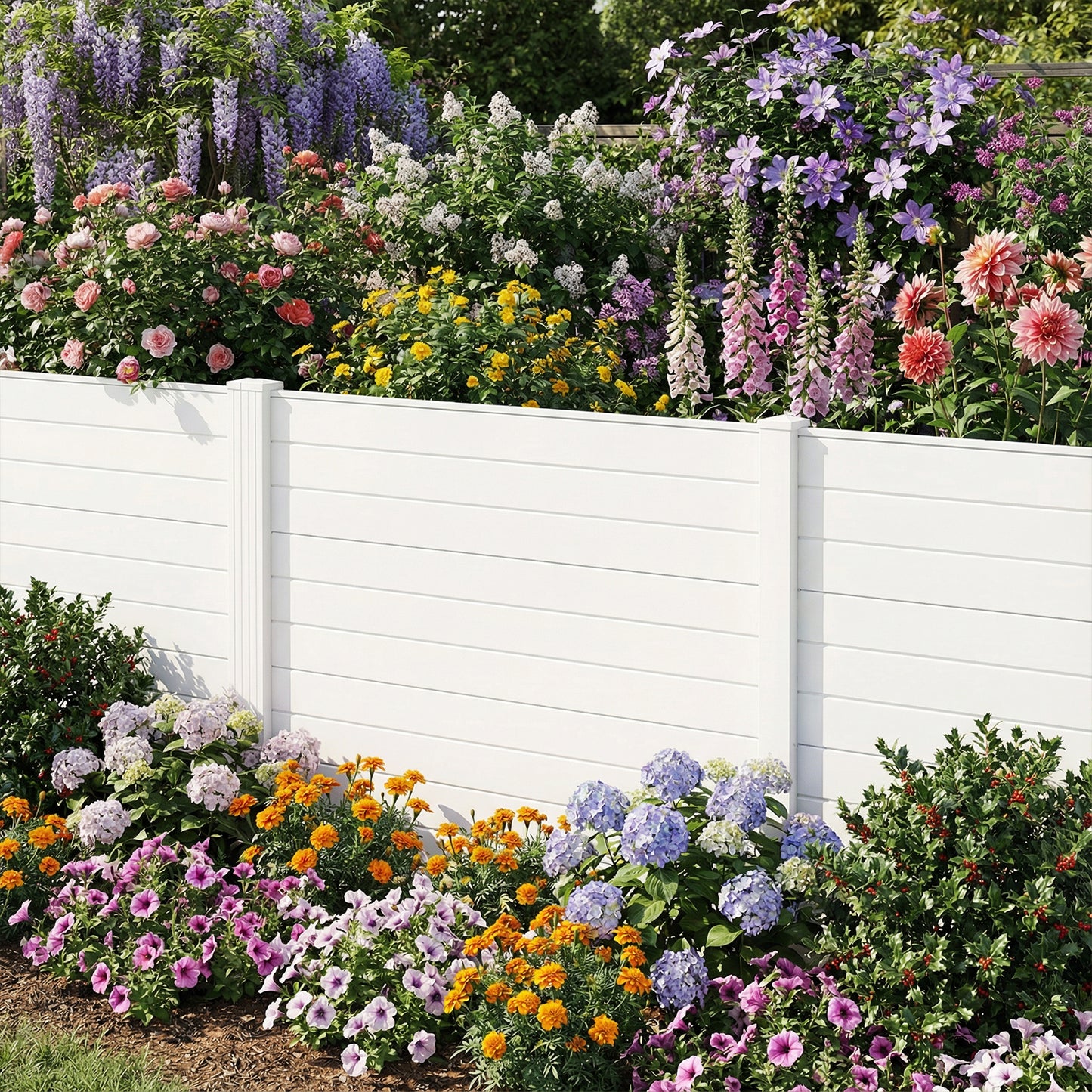 48 x 48 Inch Freestanding Air Conditioner Fence, Metal Ground Stakes, White Decorative Fencing & Flooring at Gallery Canada