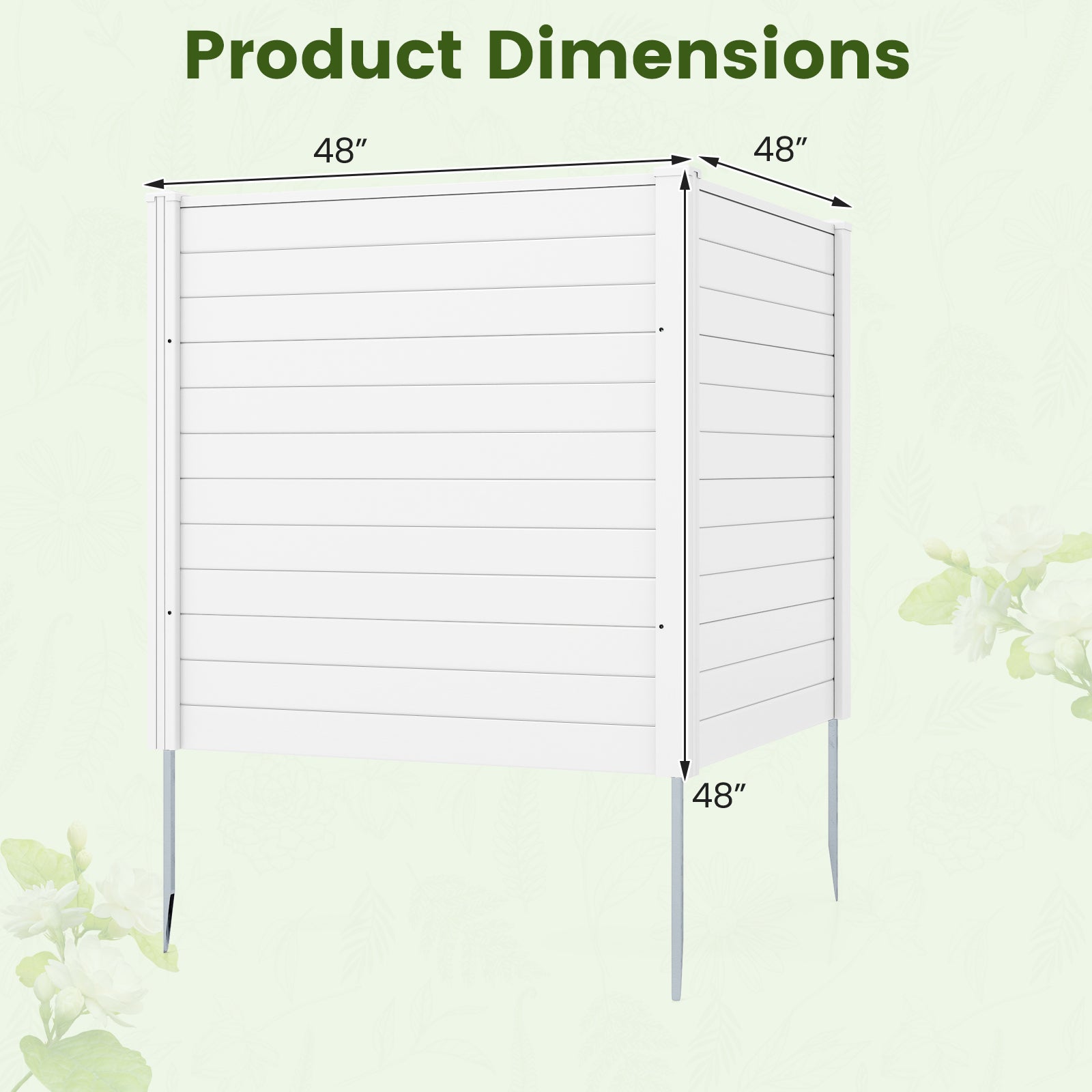 48 x 48 Inch Freestanding Air Conditioner Fence, Metal Ground Stakes, White Decorative Fencing & Flooring at Gallery Canada
