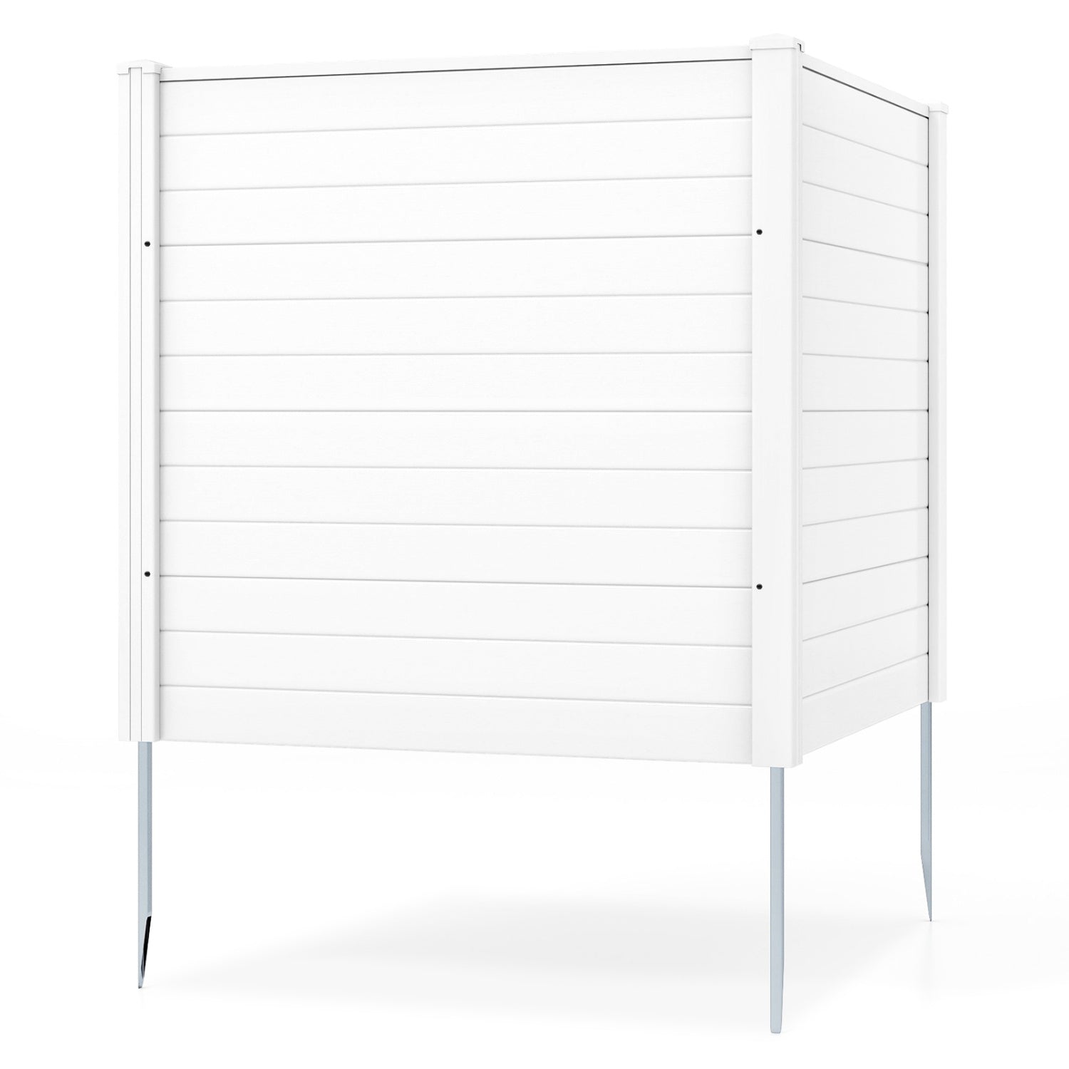 48 x 48 Inch Freestanding Air Conditioner Fence, Metal Ground Stakes, White Decorative Fencing & Flooring at Gallery Canada