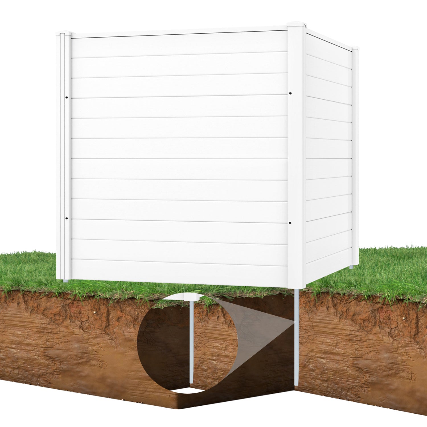 48 x 48 Inch Freestanding Air Conditioner Fence, Metal Ground Stakes, White Decorative Fencing & Flooring at Gallery Canada
