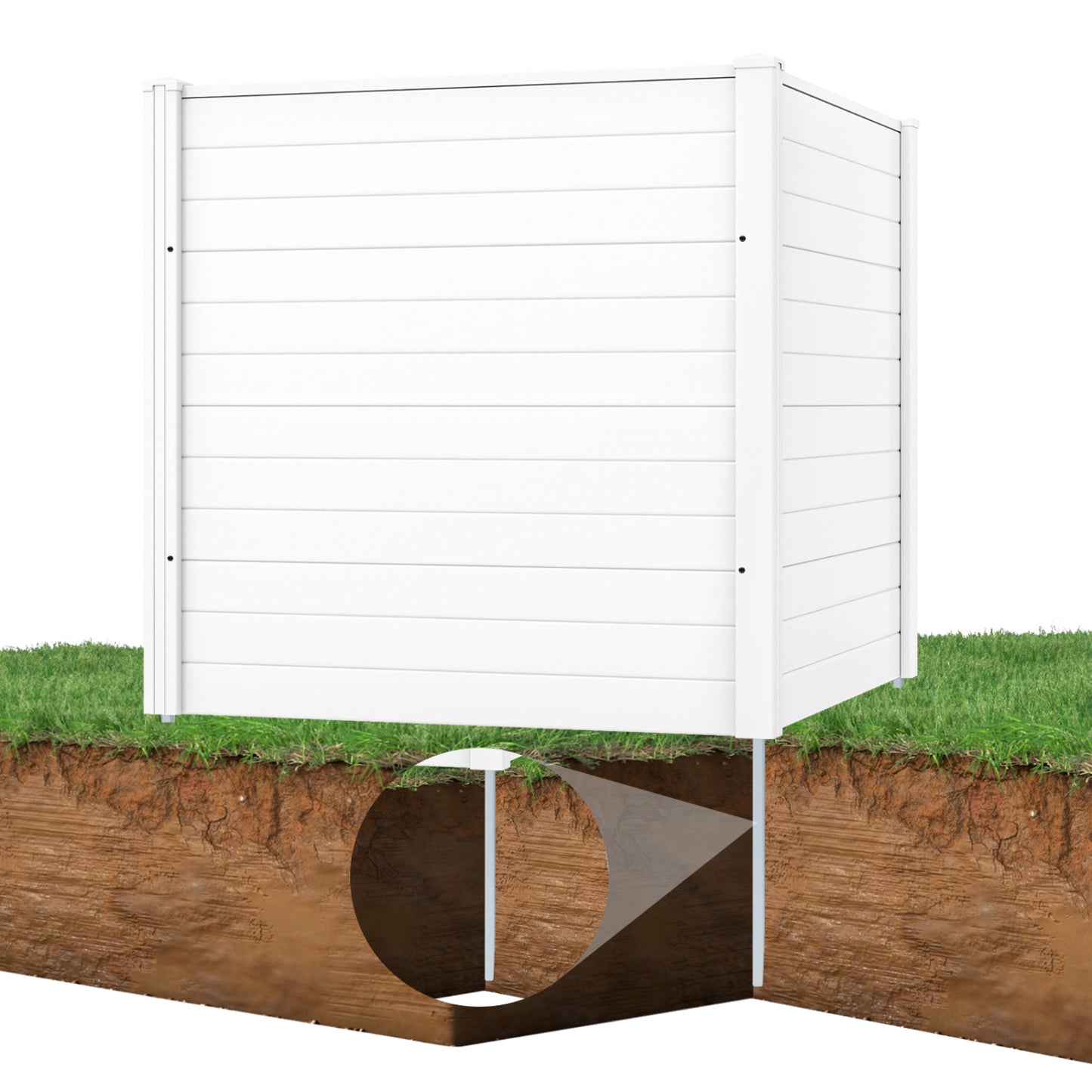 48 x 48 Inch Freestanding Air Conditioner Fence, Metal Ground Stakes, White Decorative Fencing & Flooring at Gallery Canada