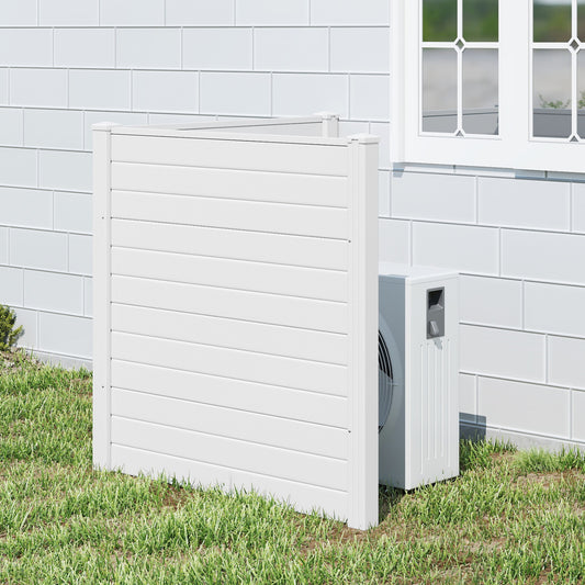 48 x 48 Inch Freestanding Air Conditioner Fence, Metal Ground Stakes, White Decorative Fencing & Flooring White at Gallery Canada