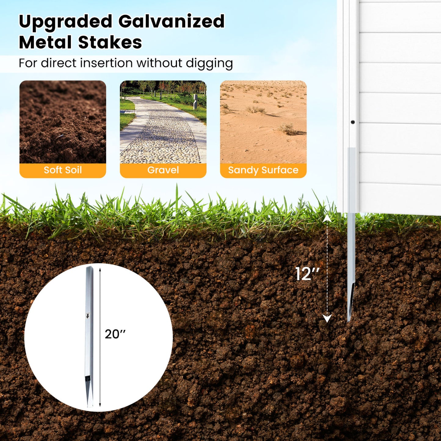 48 x 48 Inch Freestanding Air Conditioner Fence, Metal Ground Stakes, White Decorative Fencing & Flooring at Gallery Canada