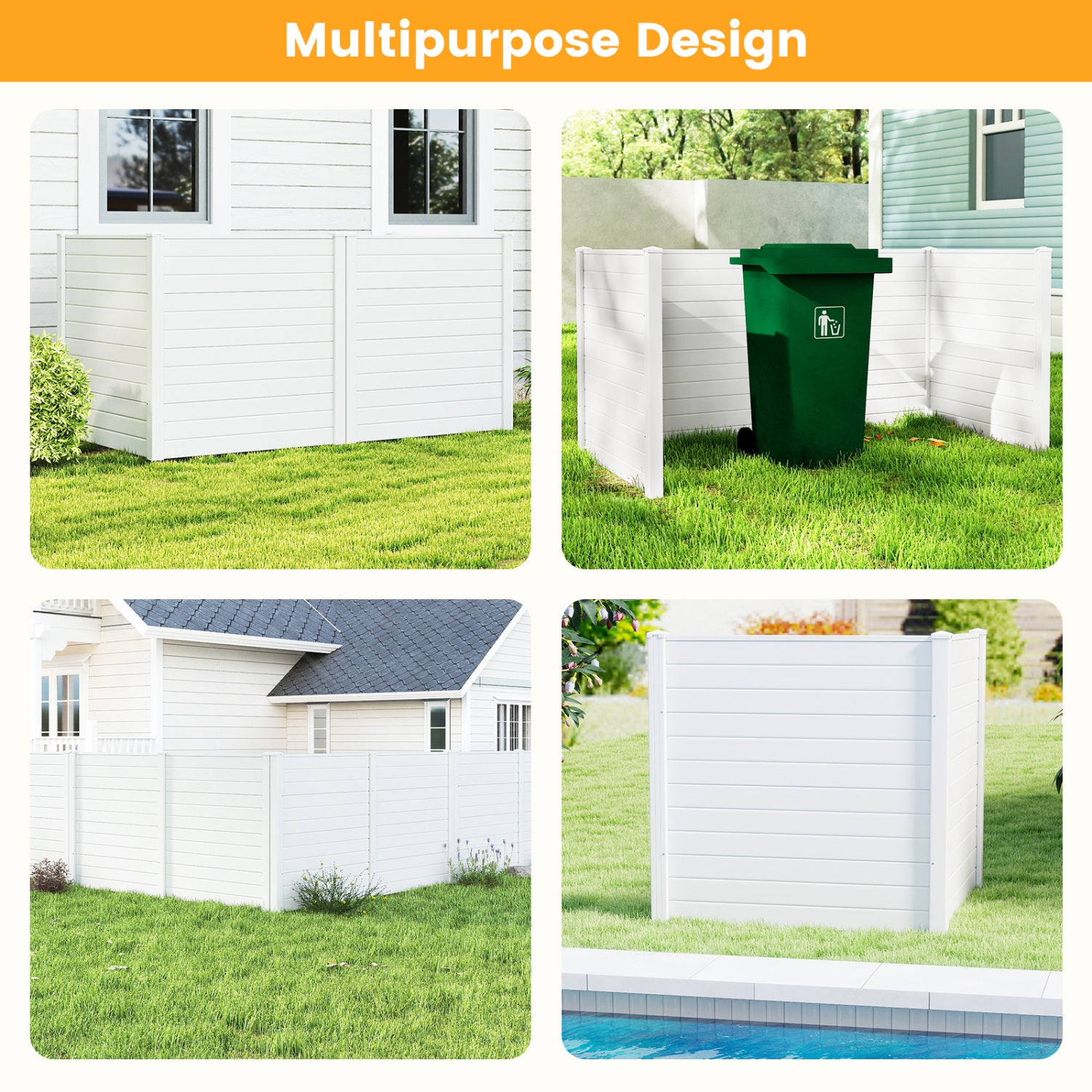 48 x 48 Inch Freestanding Air Conditioner Fence, Metal Ground Stakes, White Decorative Fencing & Flooring at Gallery Canada