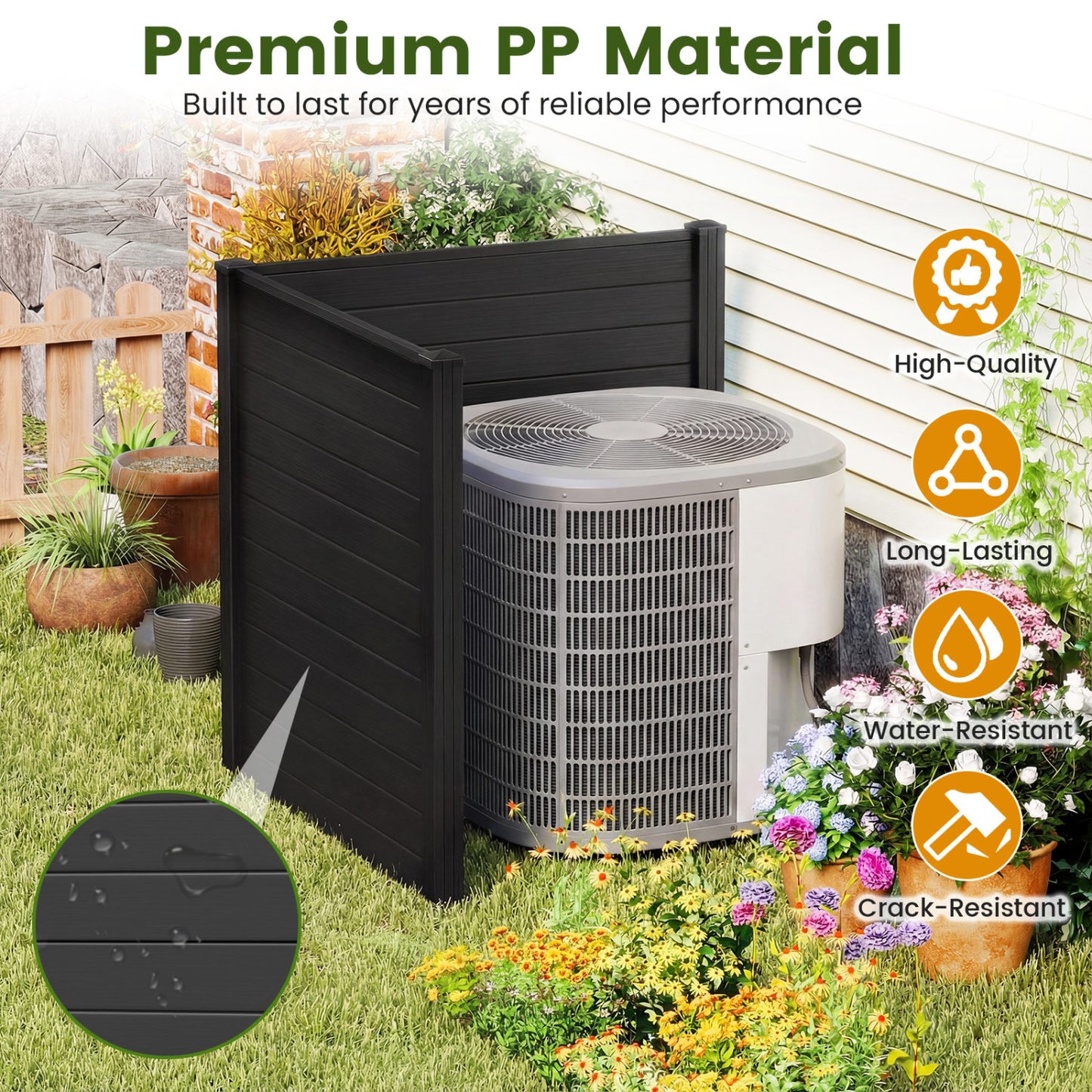 48-Inch Air Conditioner Fence, 2-Panel Privacy Screen, Black Decorative Fencing & Flooring at Gallery Canada