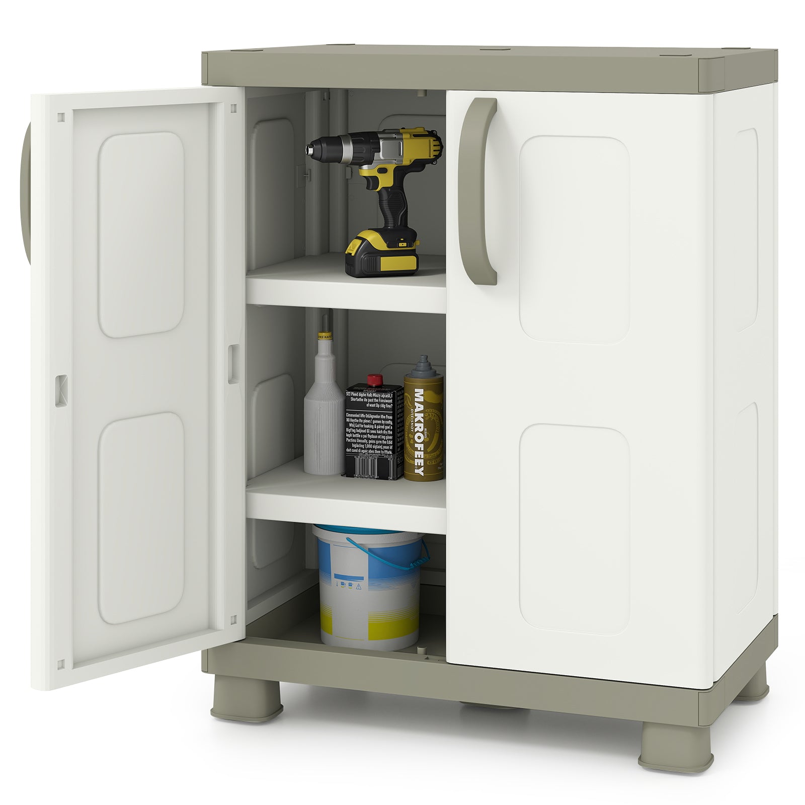 Freestanding Buffet Cabinet, 2 Doors, Adjustable Shelves, Kitchen Garage, Beige Sideboards Cabinets & Buffets at Gallery Canada
