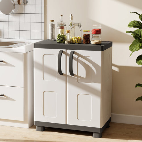 Freestanding Buffet Cabinet, 2 Doors, Adjustable Shelves, Gray