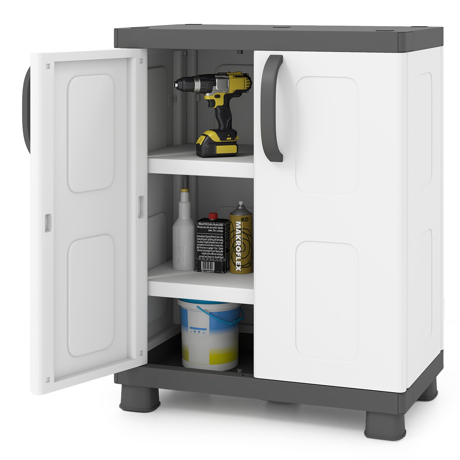 Freestanding Buffet Cabinet, 2 Doors, Adjustable Shelves, Gray Sideboards Cabinets & Buffets at Gallery Canada