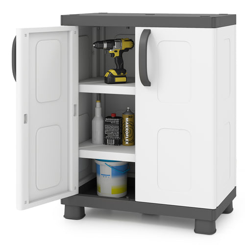 Freestanding Buffet Cabinet, 2 Doors, Adjustable Shelves, Gray