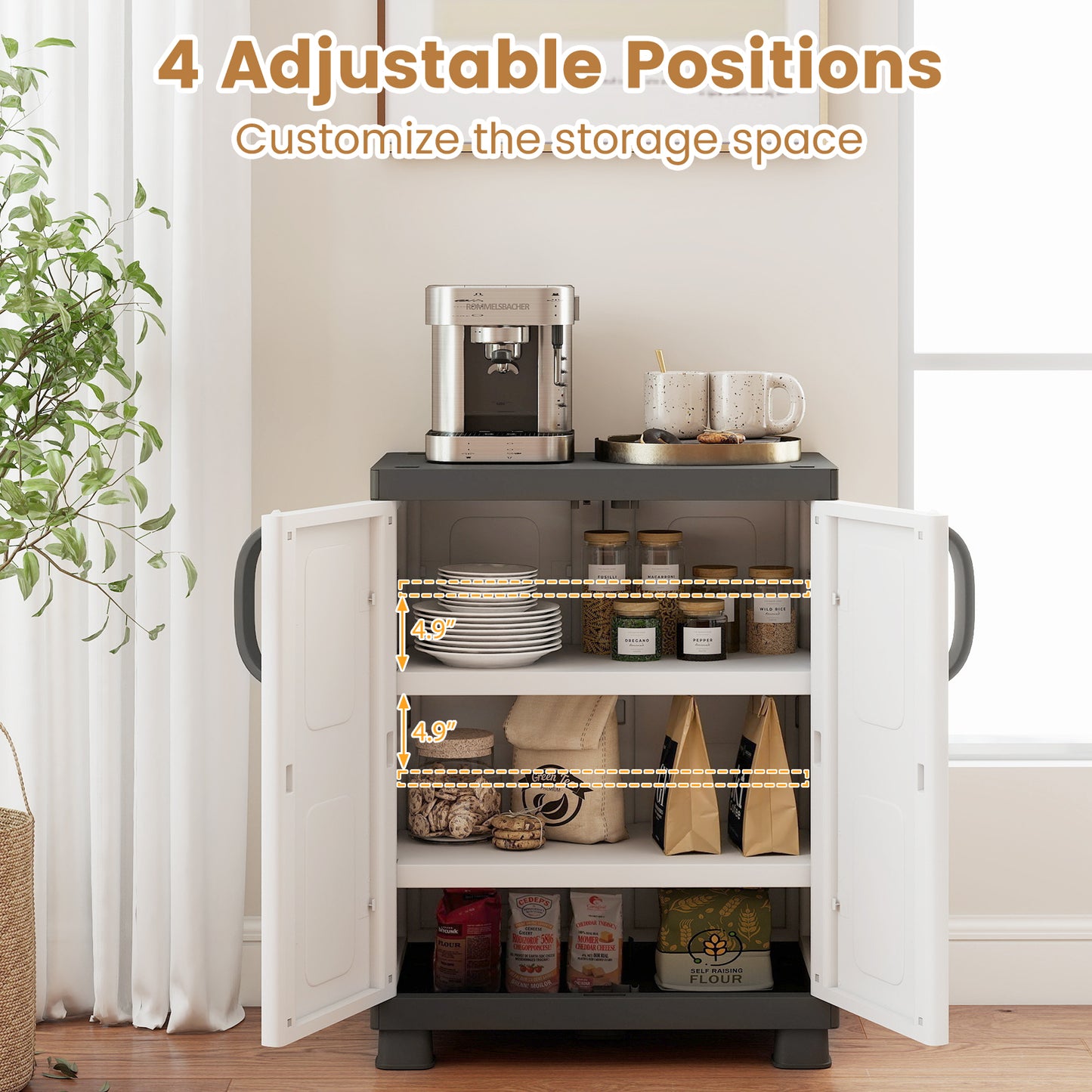 Freestanding Buffet Cabinet, 2 Doors, Adjustable Shelves, Gray Sideboards Cabinets & Buffets at Gallery Canada