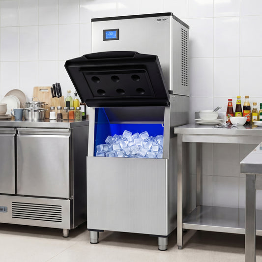 Freestanding Commercial Ice Maker, 450 lbs/24H Ice Makers Silver + Black at Gallery Canada