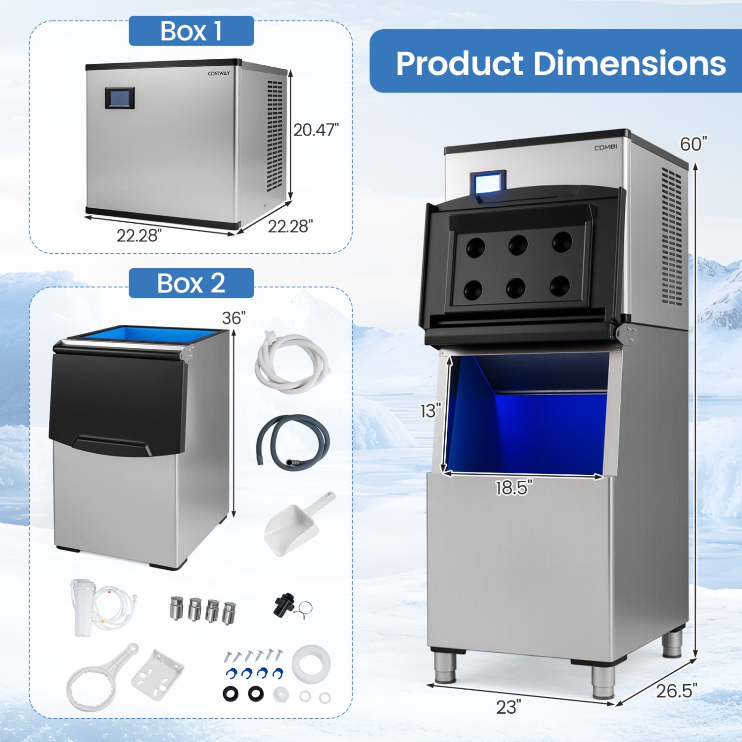 Freestanding Commercial Ice Maker, 450 lbs/24H Ice Makers at Gallery Canada