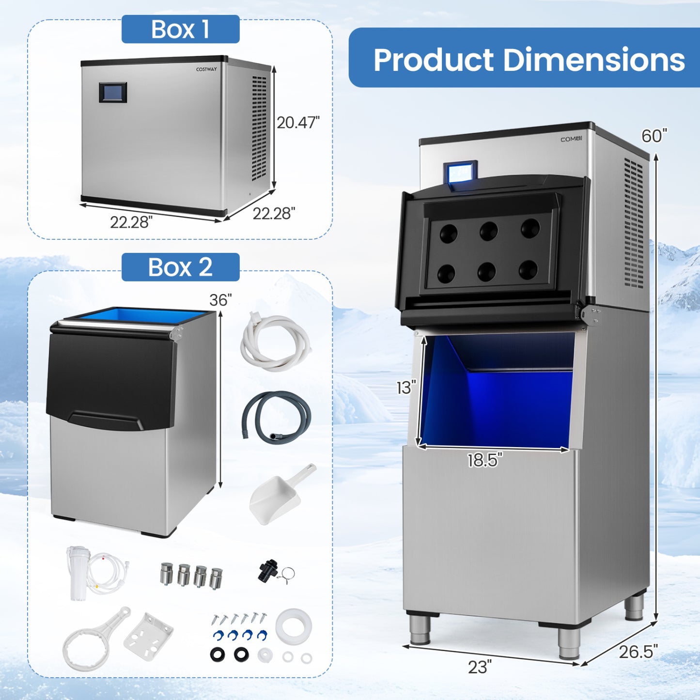 Freestanding Commercial Ice Maker, 450 lbs/24H Ice Makers at Gallery Canada