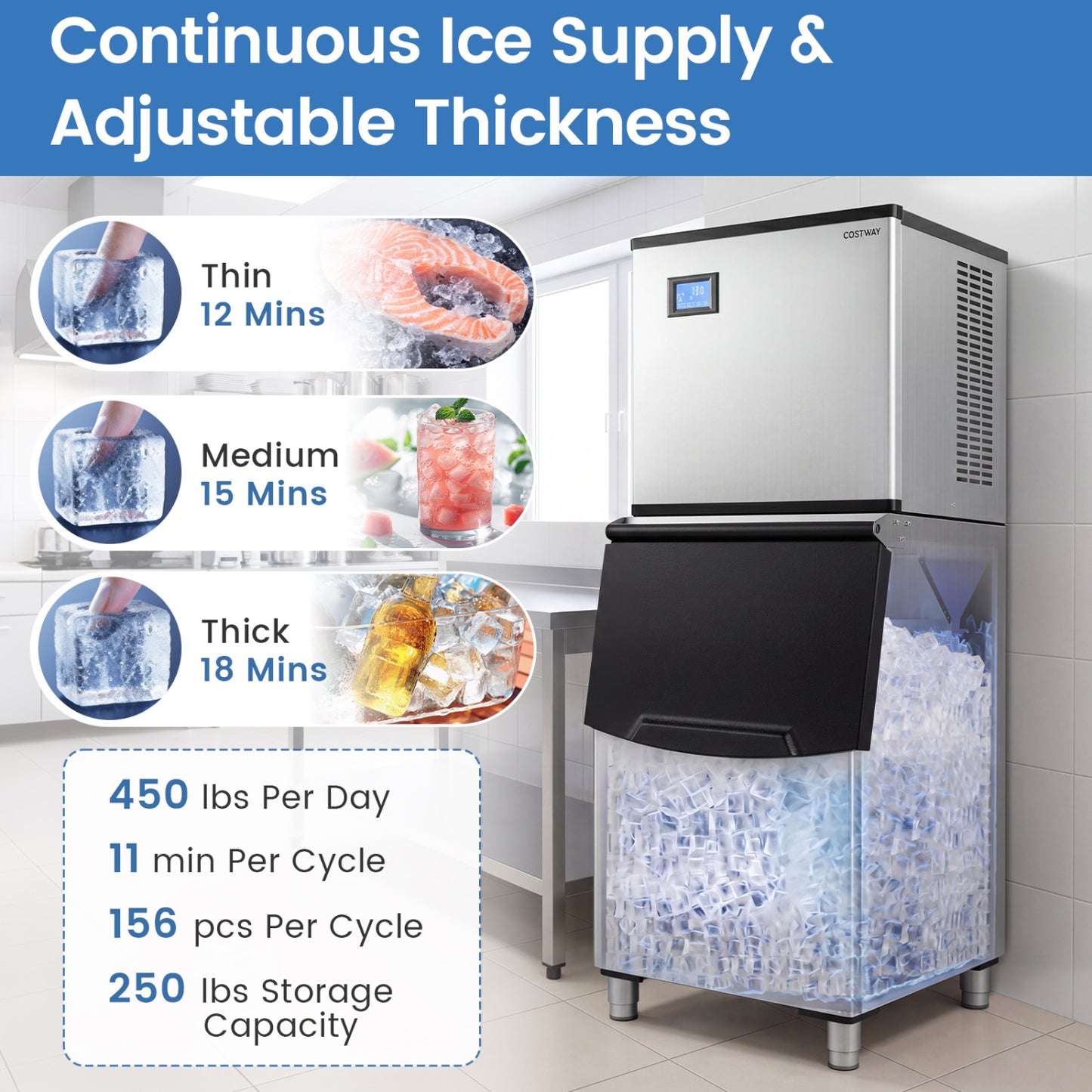 Freestanding Commercial Ice Maker, 450 lbs/24H Ice Makers at Gallery Canada