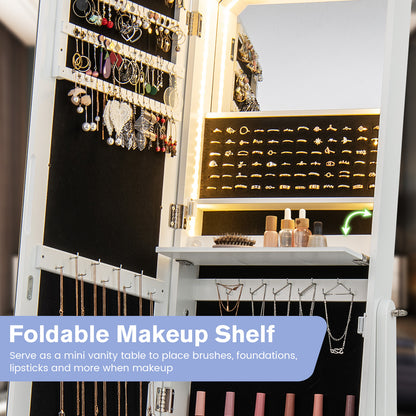 Freestanding Full Length LED Jewelry Armoire, 6 Drawers, White Jewelry Armoires at Gallery Canada