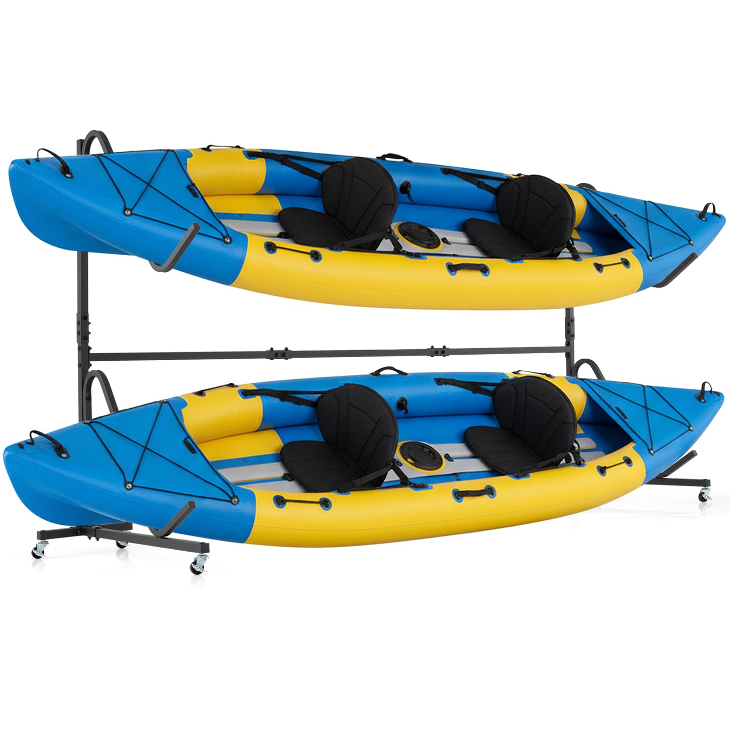 Freestanding Kayak Storage Rack with 6 Lockable Wheels, Black Surfing at Gallery Canada