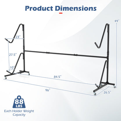 Freestanding Kayak Storage Rack with 6 Lockable Wheels, Black Surfing at Gallery Canada