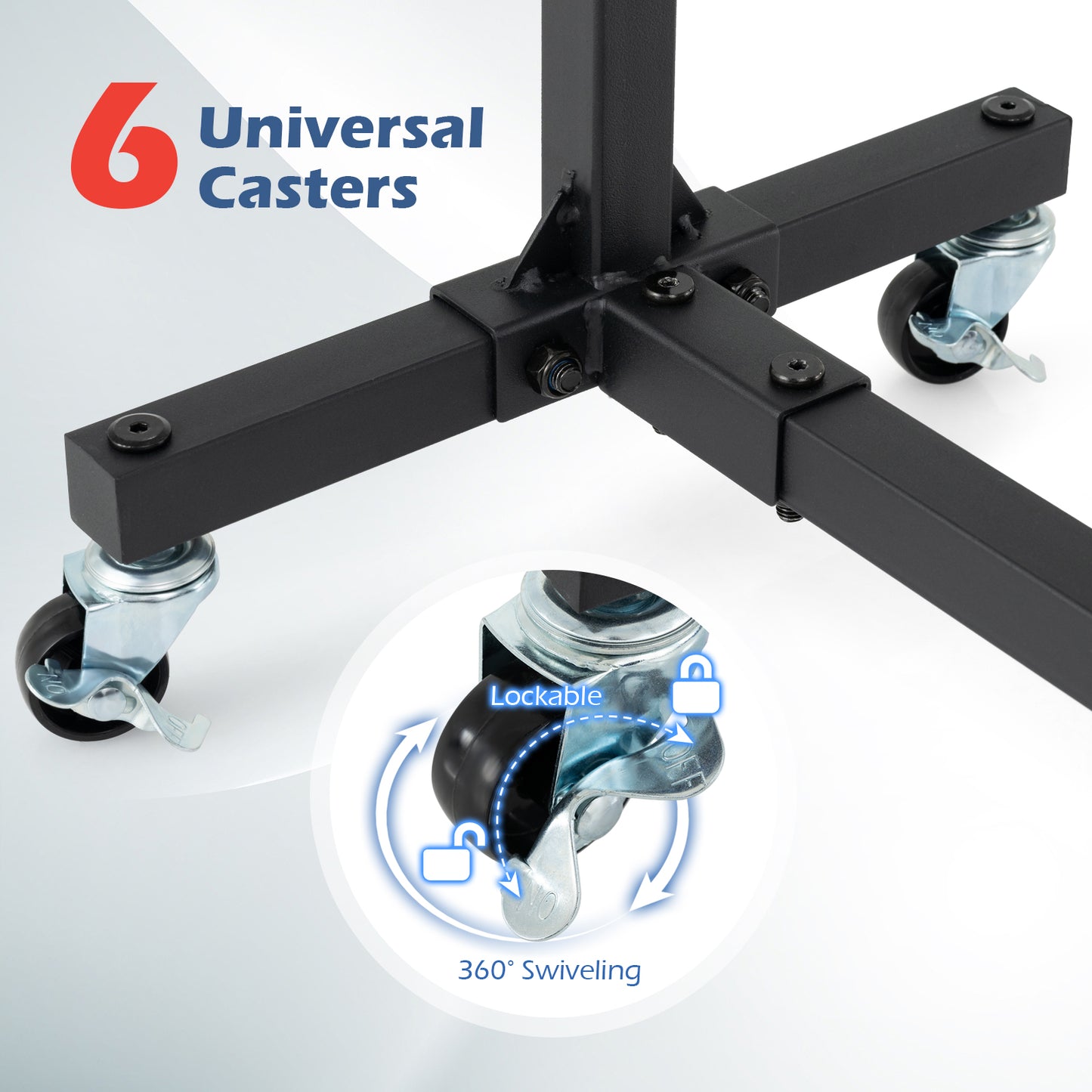 Freestanding Kayak Storage Rack with 6 Lockable Wheels, Black Surfing at Gallery Canada