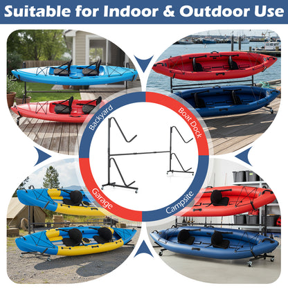 Freestanding Kayak Storage Rack with 6 Lockable Wheels, Black Surfing at Gallery Canada