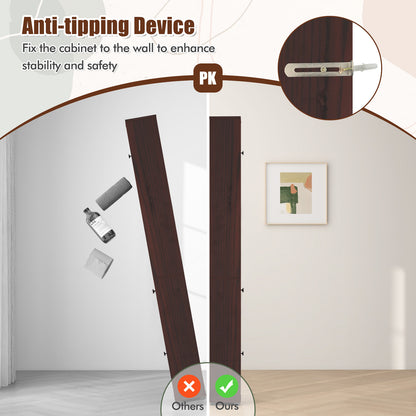 Freestanding Slim Bathroom Cabinet with Drawer and Adjustable Shelves, Brown Floor Cabinets at Gallery Canada