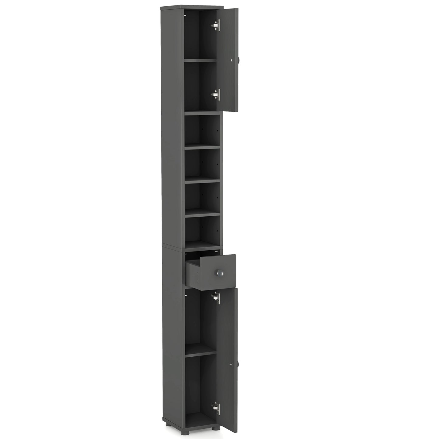 Slim Bathroom Cabinet With Drawer, Adjustable Shelves, Gray Floor Cabinets at Gallery Canada