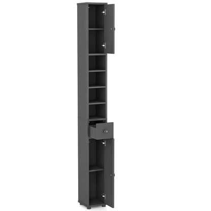 Slim Bathroom Cabinet With Drawer, Adjustable Shelves, Gray Floor Cabinets at Gallery Canada
