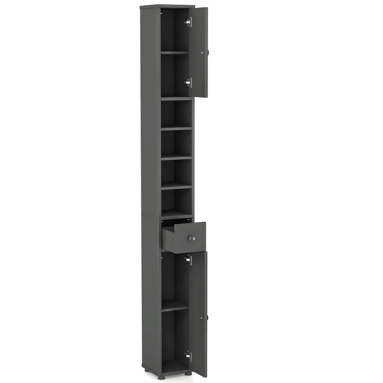Slim Bathroom Cabinet With Drawer, Adjustable Shelves, Gray Floor Cabinets at Gallery Canada