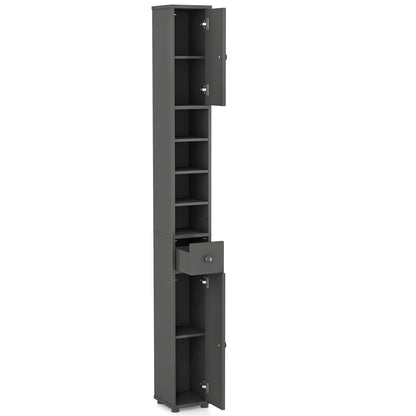 Slim Bathroom Cabinet With Drawer, Adjustable Shelves, Gray Floor Cabinets at Gallery Canada