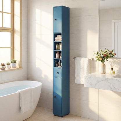 Slim Bathroom Cabinet With Drawer, Adjustable Shelves, Blue Floor Cabinets at Gallery Canada