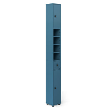 Slim Bathroom Cabinet With Drawer, Adjustable Shelves, Blue Floor Cabinets Blue at Gallery Canada