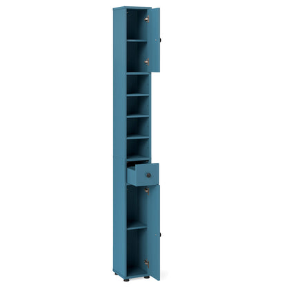 Slim Bathroom Cabinet With Drawer, Adjustable Shelves, Blue Floor Cabinets at Gallery Canada