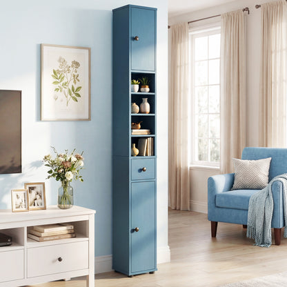 Slim Bathroom Cabinet With Drawer, Adjustable Shelves, Blue Floor Cabinets at Gallery Canada
