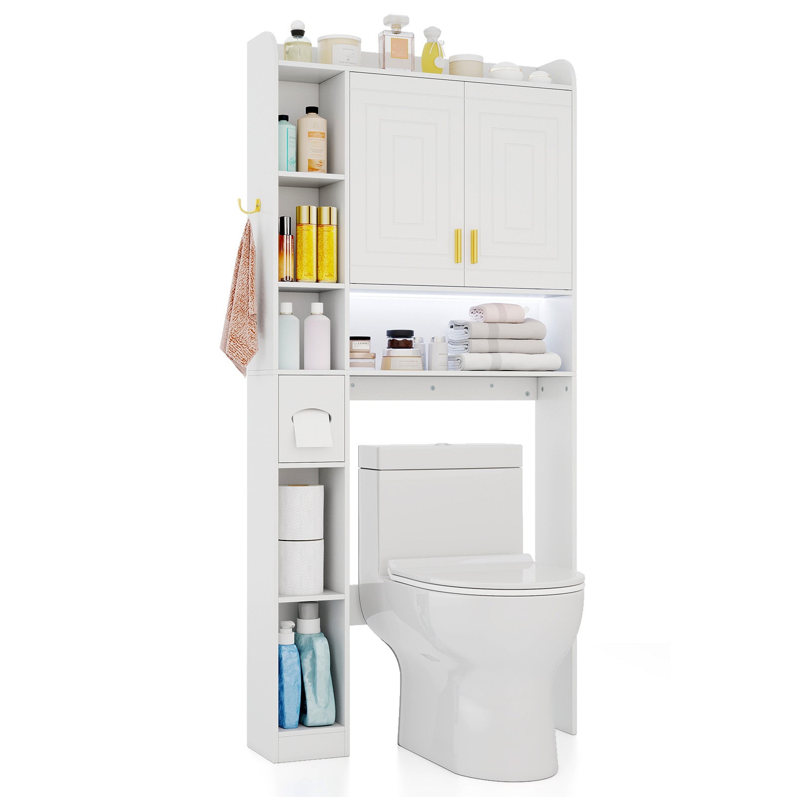 Freestanding Storage Cabinet Above Toilet with 2-Door Cabinet, White Bathroom Etagere White at Gallery Canada