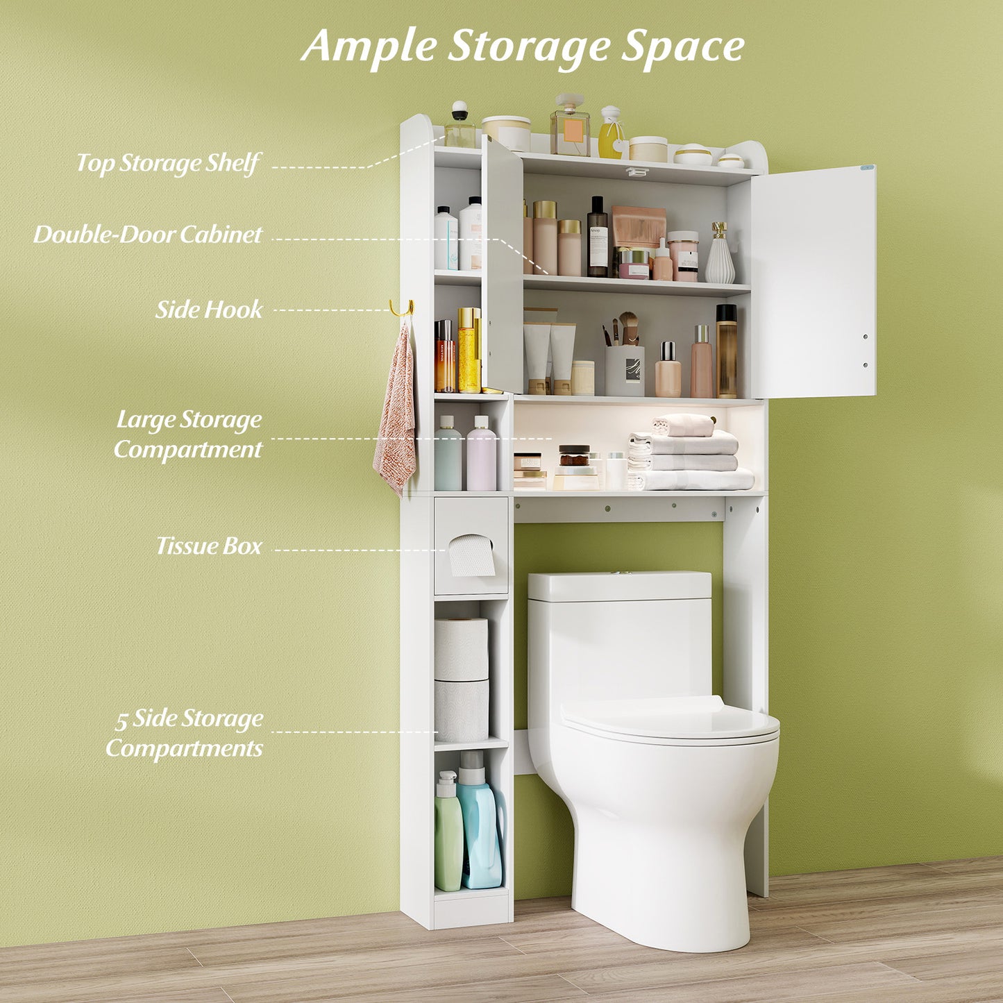 Freestanding Storage Cabinet Above Toilet with 2-Door Cabinet, White Bathroom Etagere at Gallery Canada