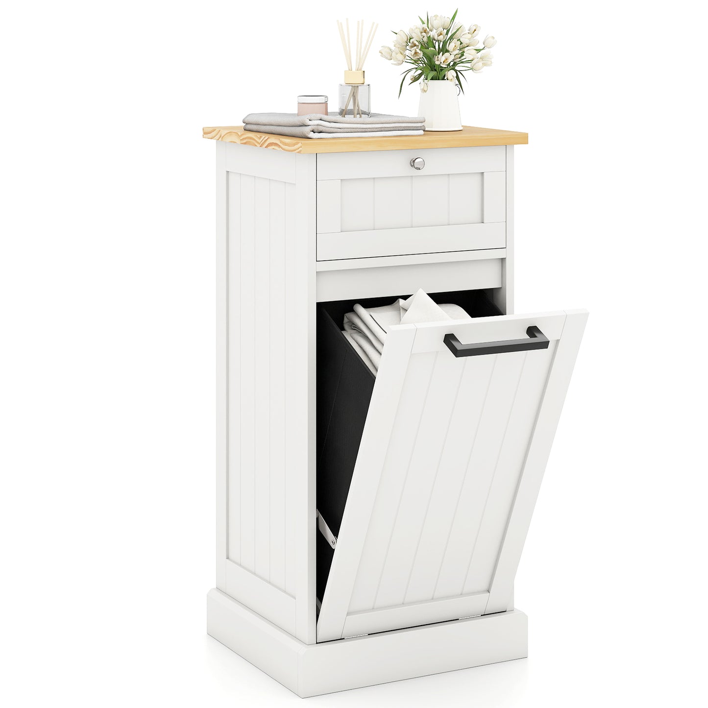 Freestanding Tilt Out Laundry Cabinet With Basket, White Laundry Baskets at Gallery Canada