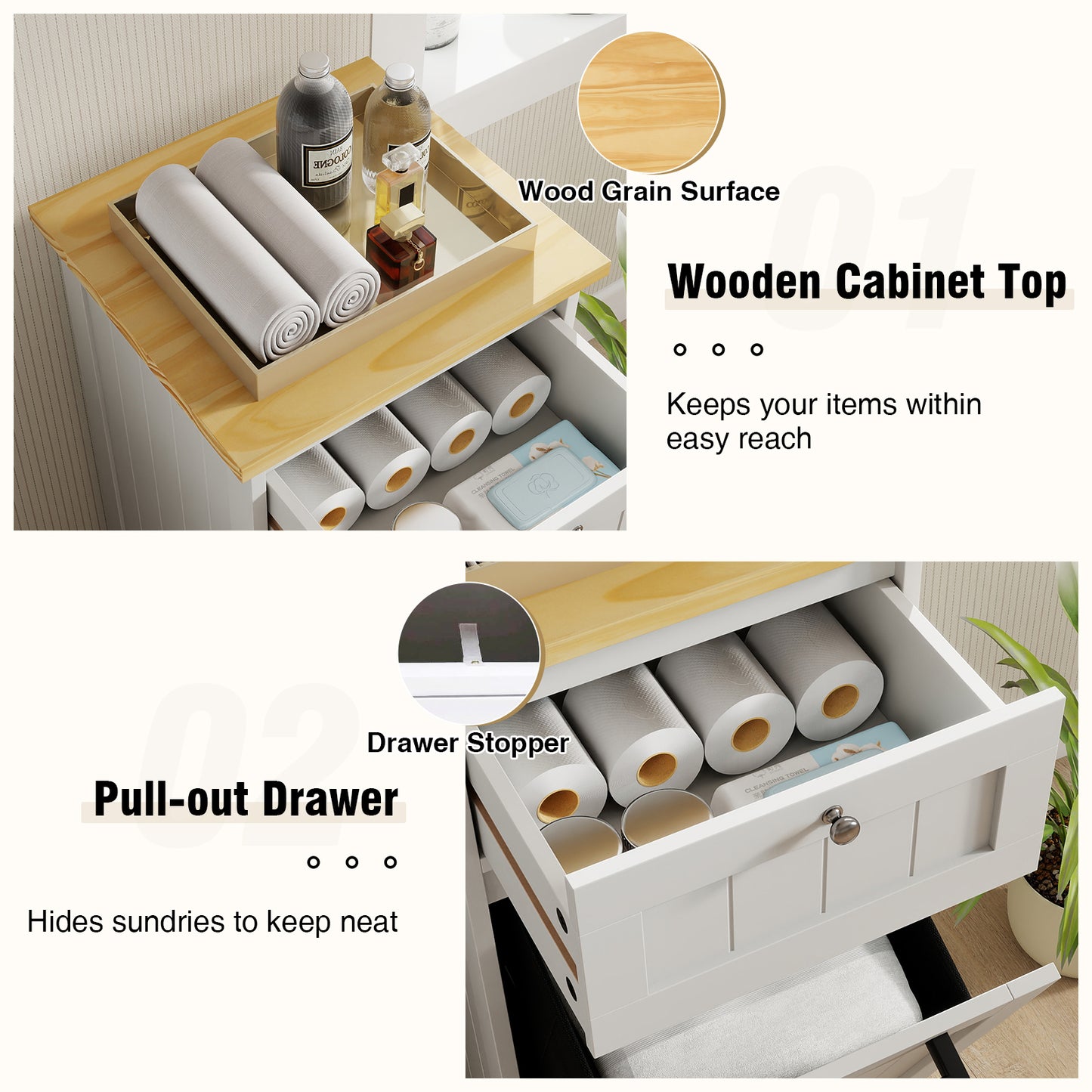Freestanding Tilt Out Laundry Cabinet With Basket, White Laundry Baskets at Gallery Canada