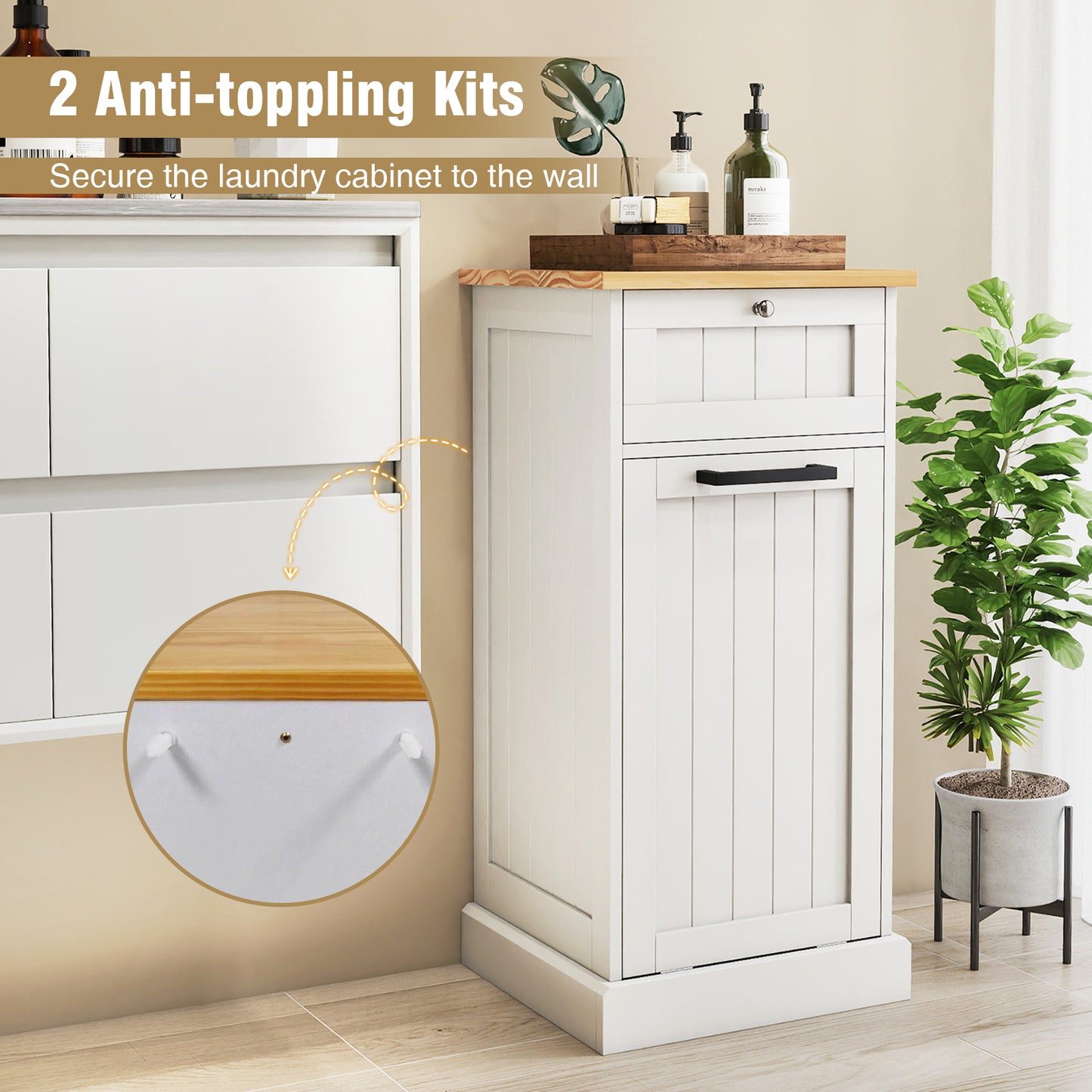 Freestanding Tilt Out Laundry Cabinet With Basket, White Laundry Baskets at Gallery Canada