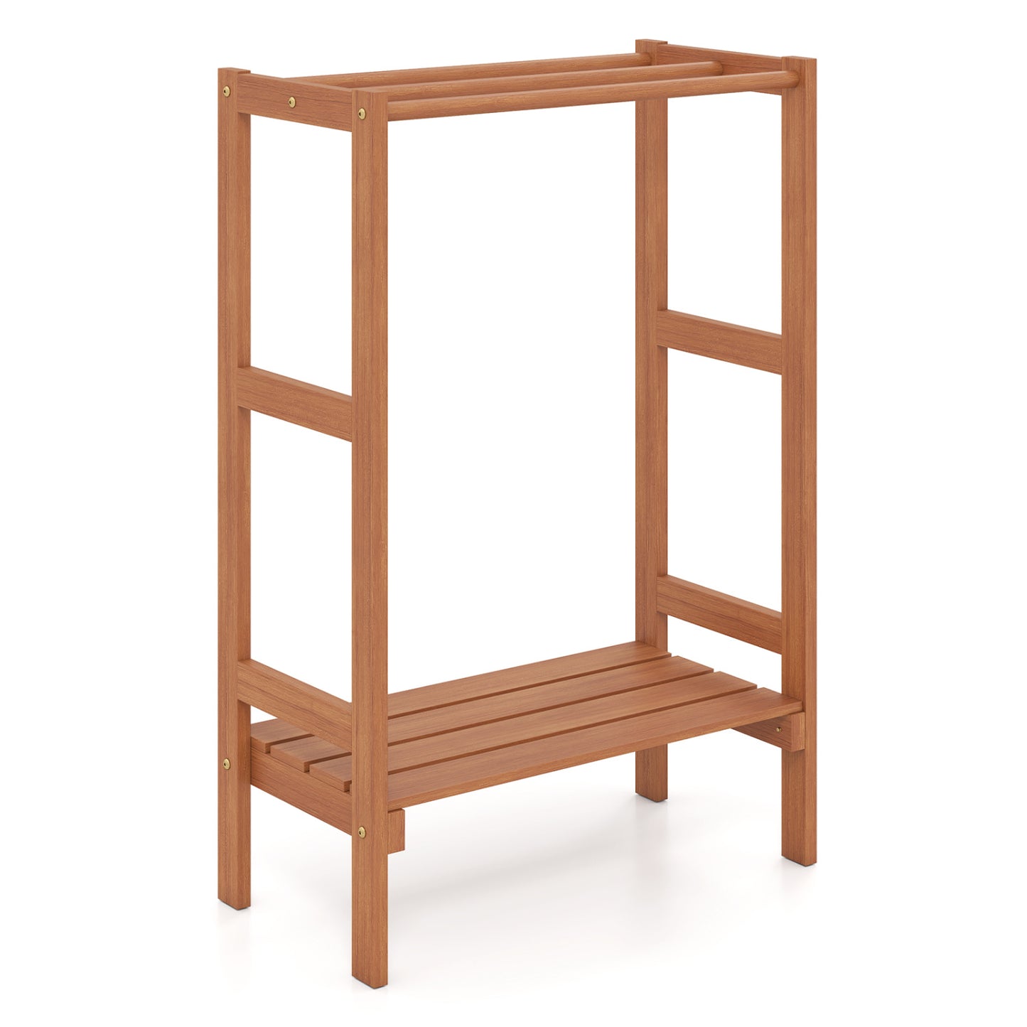 Freestanding Towel Rack, 3 Hanging Bars, Bottom Shelf