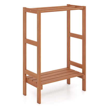 Freestanding Towel Rack, 3 Hanging Bars, Bottom Shelf