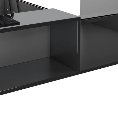 LED Coffee Table, Glass Top, Adjustable Height, Storage, 43.5" L x 21.5" W x 15.5" H, Black Coffee Tables at Gallery Canada
