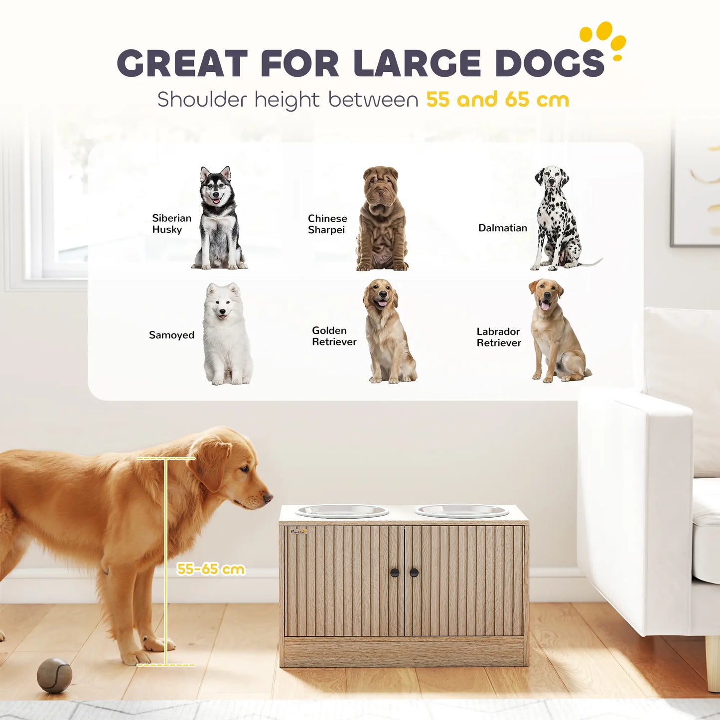 Raised Dog Bowls, Slow Feeder, 2 Stainless Steel Bowls Non-Slip, Oak Dog Bowls at Gallery Canada