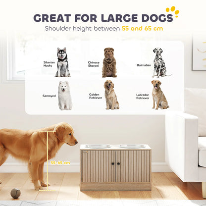 Raised Dog Bowls, Slow Feeder, 2 Stainless Steel Bowls Non-Slip, Oak Dog Bowls at Gallery Canada