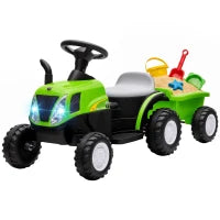 Tracteur pour enfants, véhicule électrique 6V avec remorque détachable, vert
