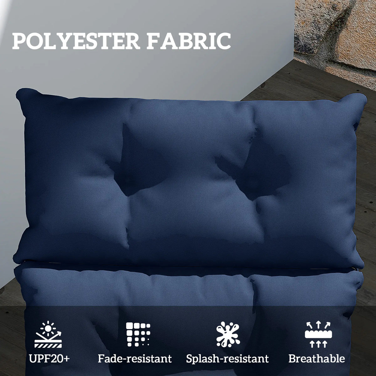 Tufted Thick Outdoor Chaise Lounge Cushion, 74.8" x 22" x 4", Navy Blue Patio Chair Cushions at Gallery Canada
