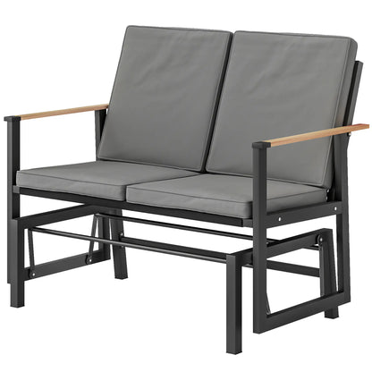 Outdoor Glider Bench For 2 Person, Thick Cushions, Dark Grey Outdoor Gliders Black, Dark Grey at Gallery Canada